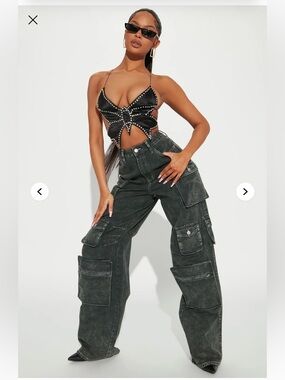 Fashion Nova Lily High Rise Cargo Jean (tall length)